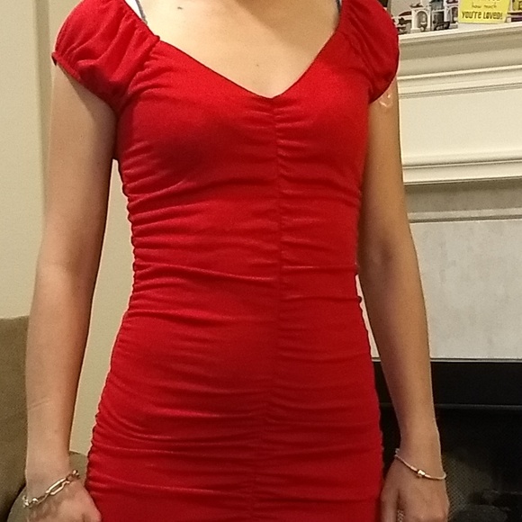 Sexy Red V-neck Bodycon Dress!!! - Picture 4 of 6